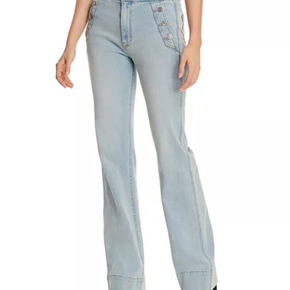 Current/Elliott Blue Flare Wide Leg Jeans